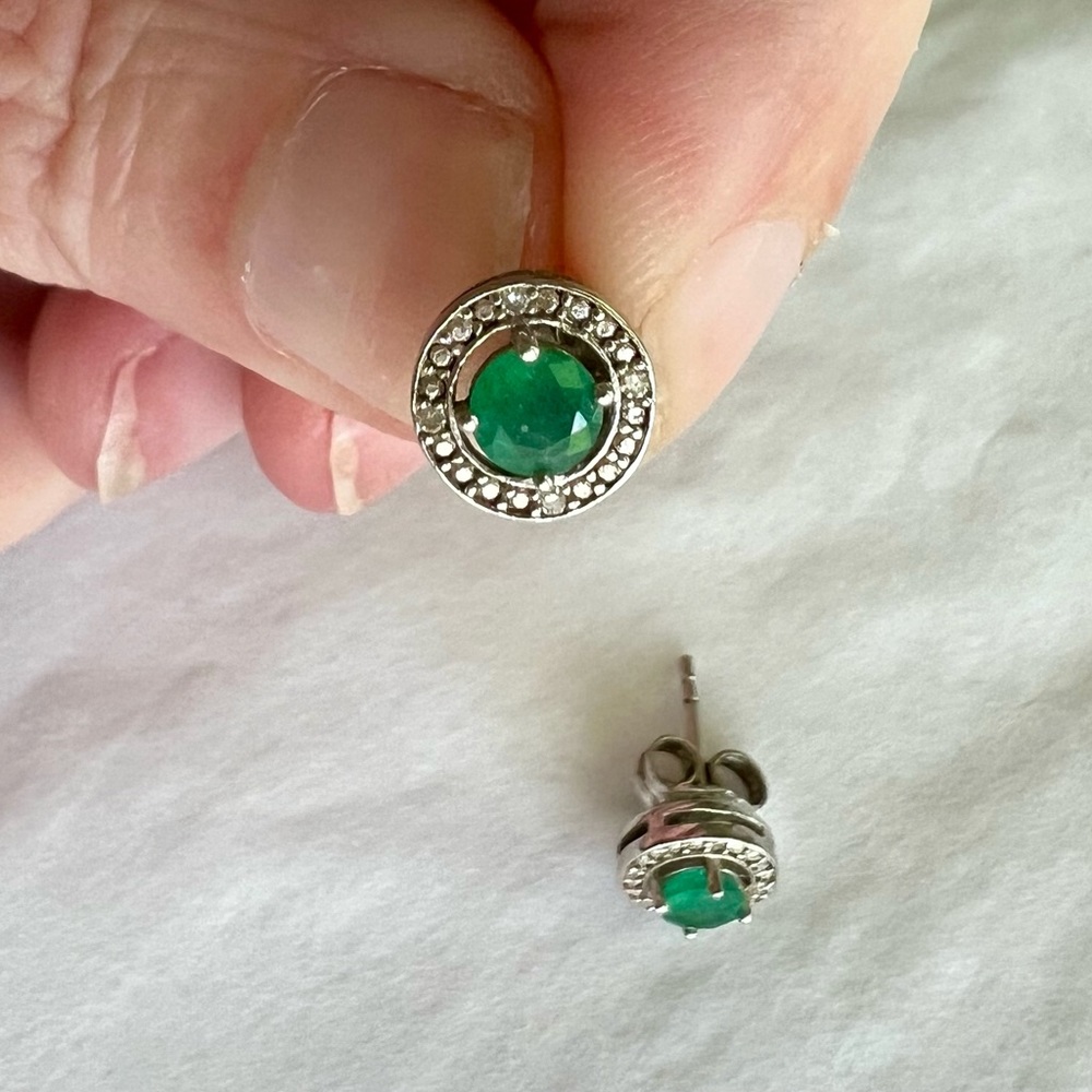 Macy’s emerald and diamond studs